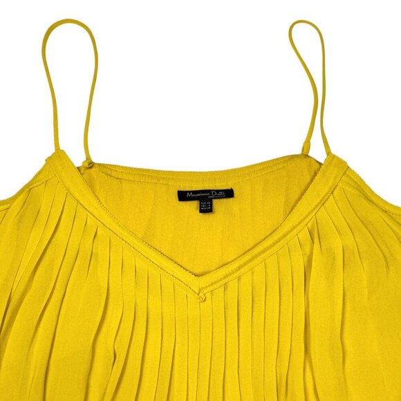 Massimo Dutti Pleated Babydoll Cami Top Sz.M Yellow Flowy Dopamine Coquette Y2K - Picture 13 of 14